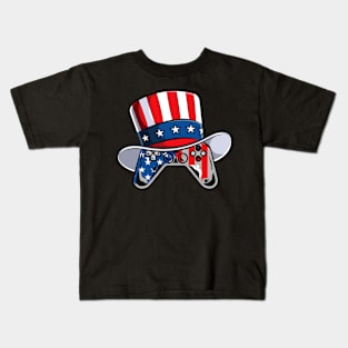 Video Game 4th of July controller American flag Kids T-Shirt